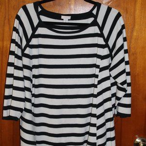 Chicos Black and White Striped Sweater